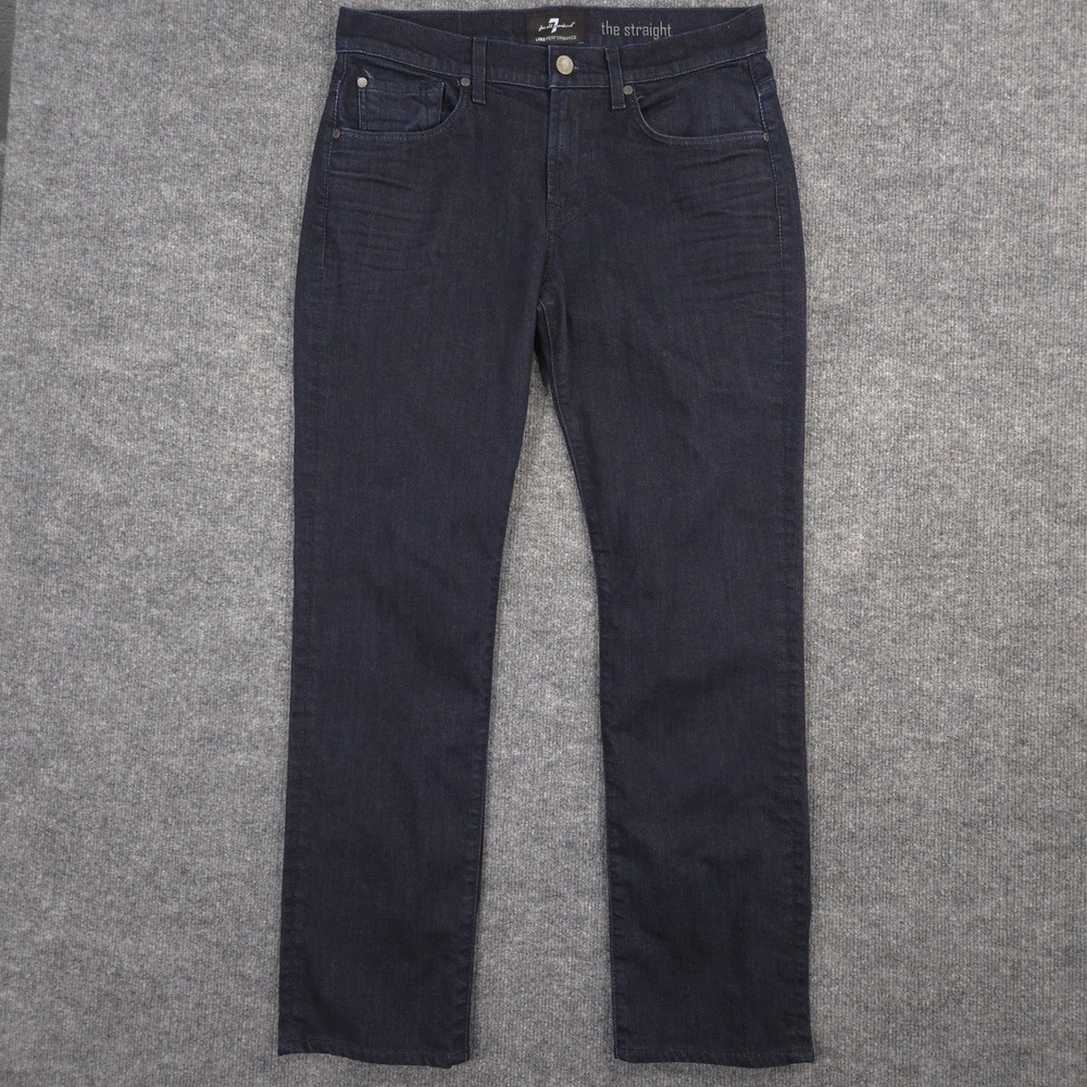 7 For All Mankind The Straight Luxe Performance Jeans Mens 32X30 Blue Dark Denim